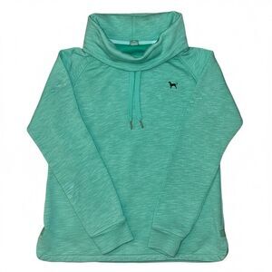 THE BLACK DOG Chappy Cowl Neck Pullover Sweatshirt S Teal Heather Drawstring MV